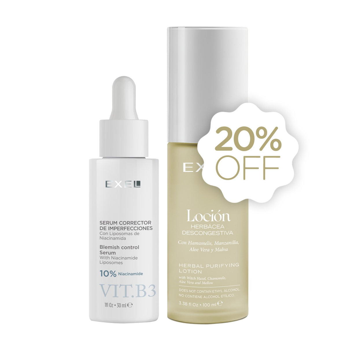 SERUM CORRECTOR DE IMPERFECCIONES 30 ML + LOCION HERBACEA DESCONGESTIVA 100 ML