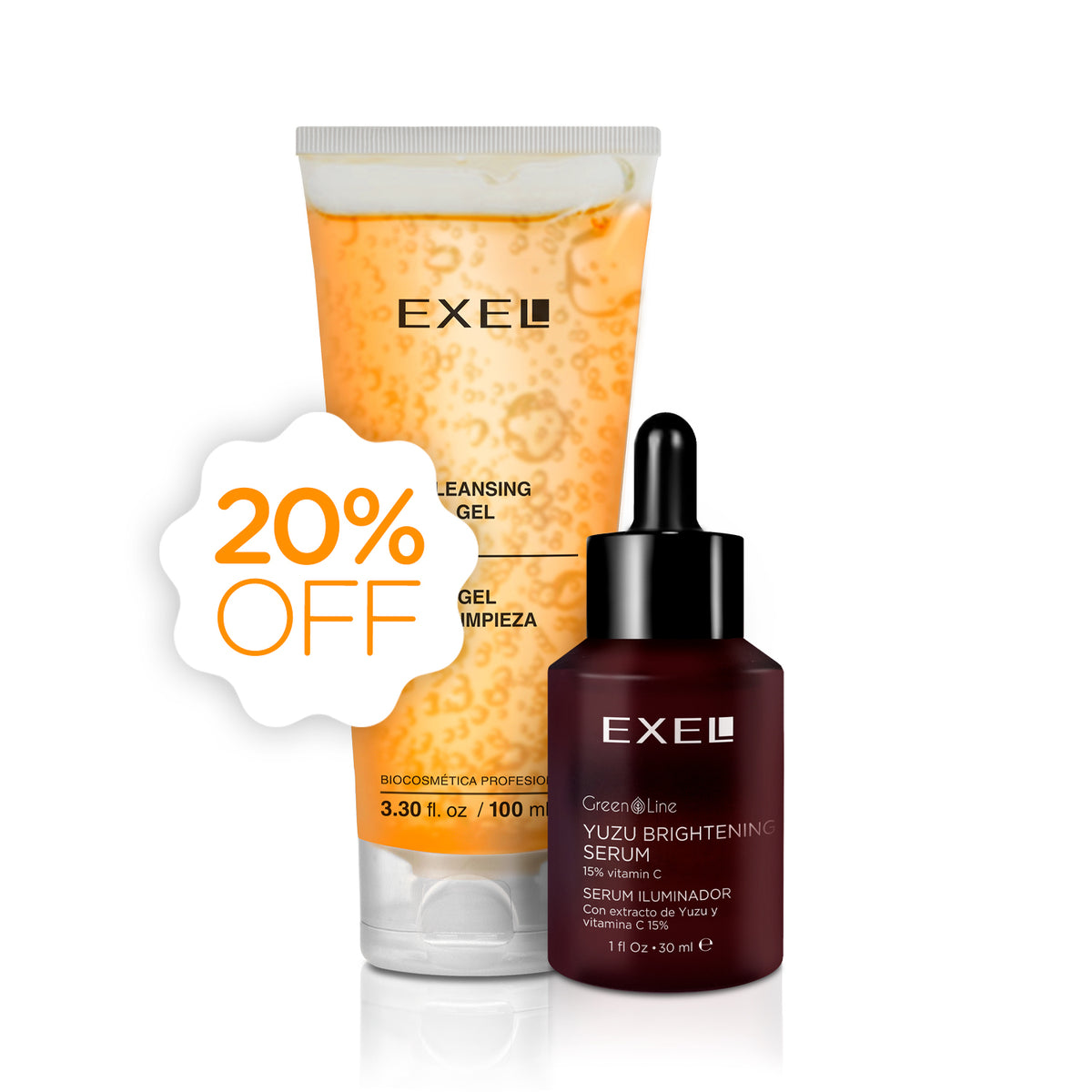 GEL DE LIMPIEZA + SERUM ILUMINADOR GREEN LINE - EXEL