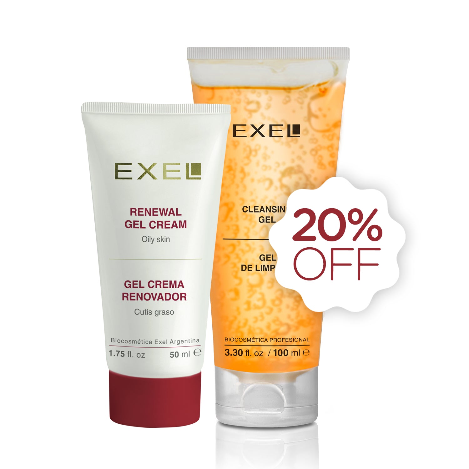 CREMA RENOVADORA 50 ML + GEL DE LIMPIEZA 100 ML COMBO EXEL
