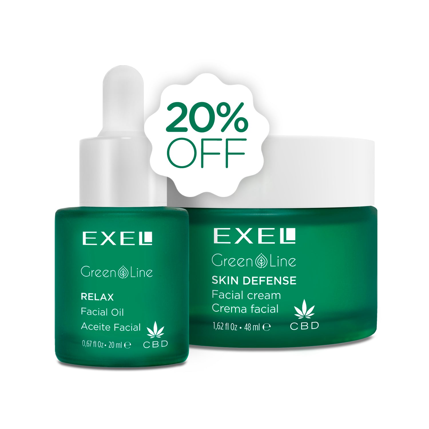 ACEITE FACIAL 20 ML + CREMA FACIAL 48 ML GREENLINE COMBO EXEL