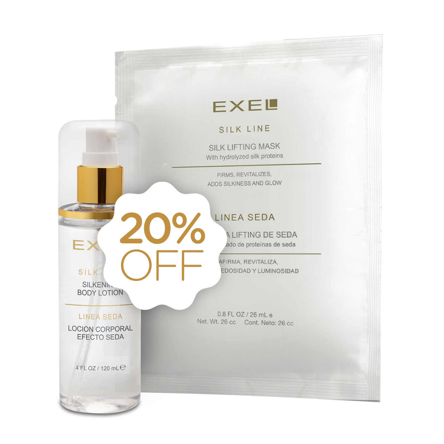 LOCIÓN CORPORAL + MASCARA LIFTING DE SEDA COMBO - EXEL