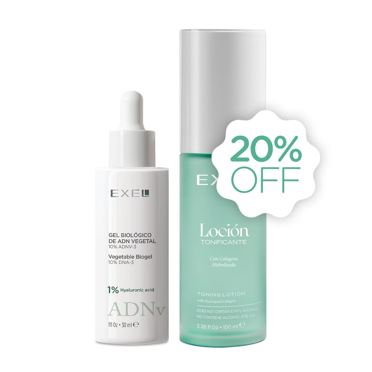GEL BIOLOGICO DE ADN 30 ML + LOCION TONIFICANTE 100 ML - EXEL SET